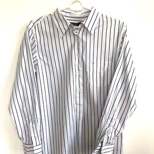 NAVY/WHITE STRIPED BUTTON-DOWN RALPH LAUREN SIZE:M